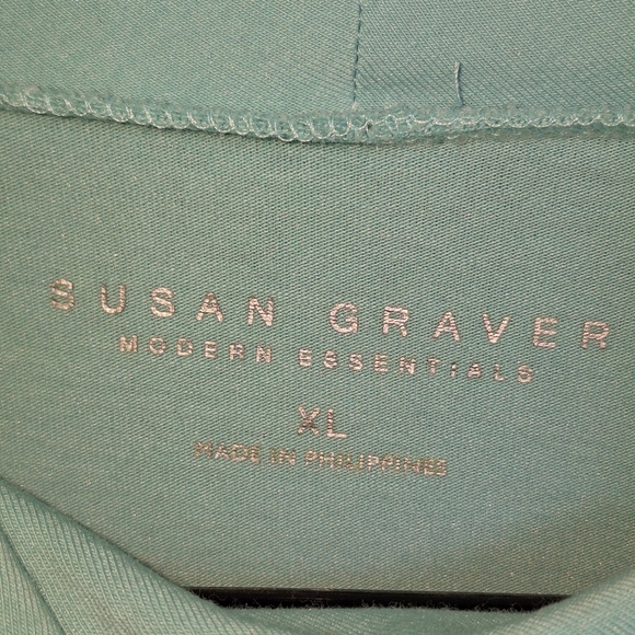 Susan Graver Turtle SzXL Aqua Super Soft Knit Long Sleeves - Picture 3 of 6